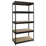 Alera® Steel Shelving with Particleboard Shelves, Five-Shelf, 36w x 18d x 72h, Steel, Black (ALESU721836P)