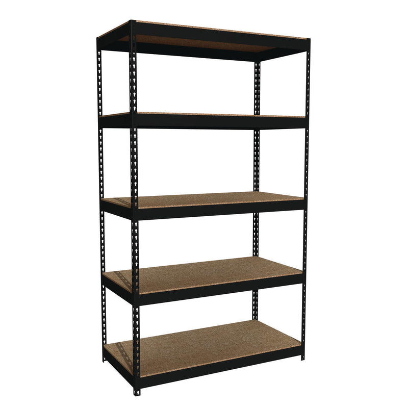 Alera® Steel Shelving Unit with Particleboard Shelves, Five-Shelf, 48w x 24d x 84h, Steel, Black (ALESU842448P)