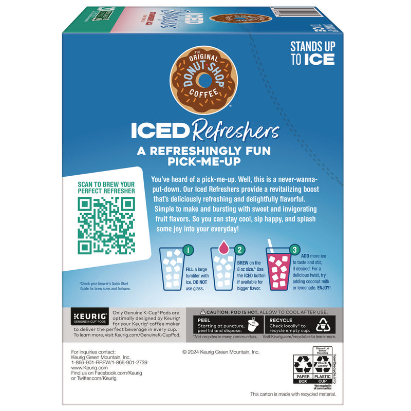 The Original Donut Shop® ICED Refreshers K-Cup Pods, Strawberry, 20/Box (GMT0237) Box of 20