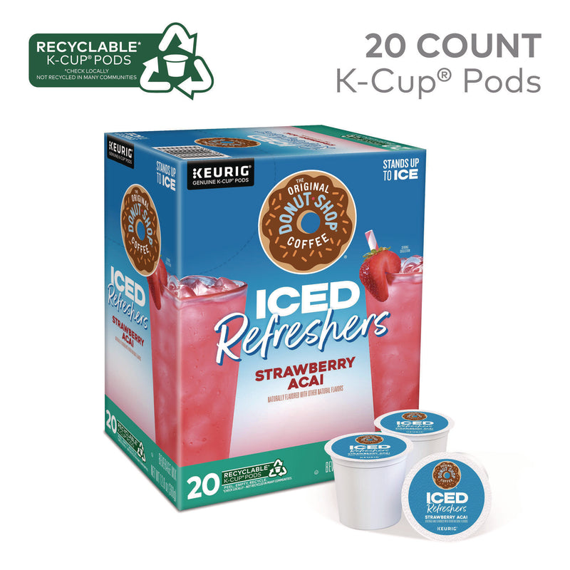 The Original Donut Shop® ICED Refreshers K-Cup Pods, Strawberry, 20/Box (GMT0237) Box of 20