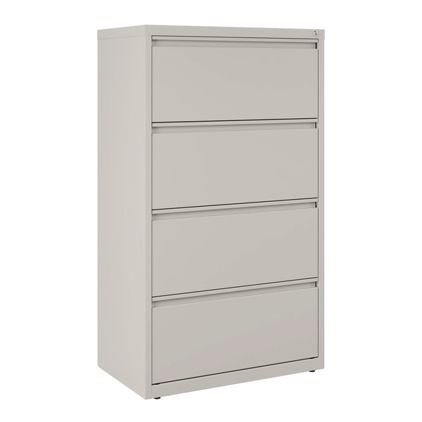 Alera® Lateral File, 4 Legal/Letter-Size File Drawers, Light Gray, 30" x 18.62" x 52.5" (ALEHLF3054LG)