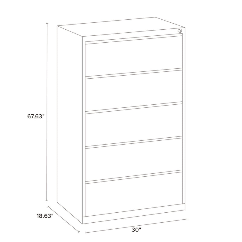 Alera® Lateral File, 5 Legal/Letter-Size File Drawers, Light Gray, 30" x 18.62" x 67.62" (ALEHLF3067LG)