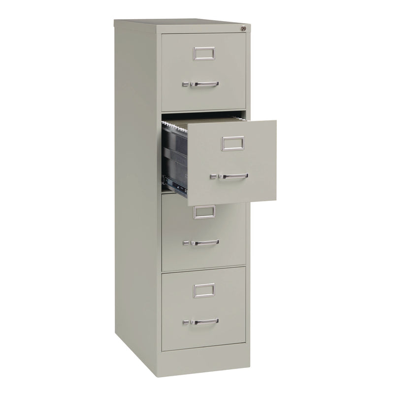 Alera® Economy Vertical File, 4 Letter-Size File Drawers, Light Gray, 15" x 25" x 52" (ALEHVF1552LG)