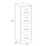 Alera® Economy Vertical File, 4 Letter-Size File Drawers, Light Gray, 15" x 25" x 52" (ALEHVF1552LG)