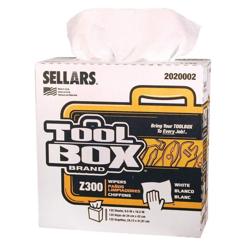 TOOLBOX® Z300 Pop-Up Wipers, 1-Ply, 8.5 x 16.5, White, 8/Carton (SLR2020002) Case of 8