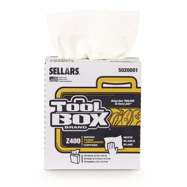 TOOLBOX® Z400 Interfold Pop-Up Wipers, 1-Ply, 8.5 x 16.5, White, 8/Carton (SLR5020001) Case of 8