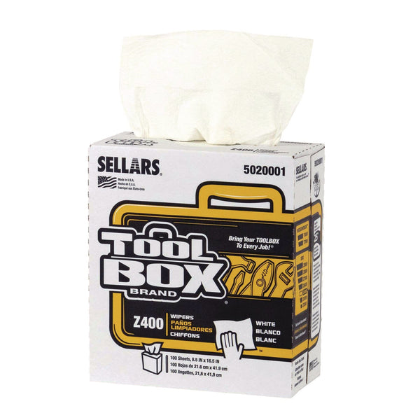 TOOLBOX® Z400 Interfold Pop-Up Wipers, 1-Ply, 8.5 x 16.5, White, 8/Carton (SLR5020001) Case of 8