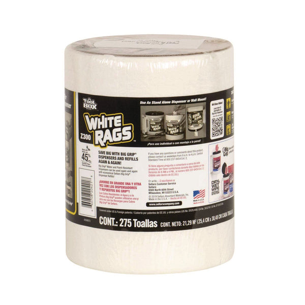 TOOLBOX® Z300 Wipers Big Grip Refill, 1-Ply, 10 x 12, White, 6/Carton (SLR20421) Case of 6