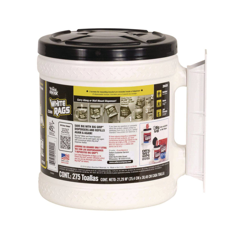 TOOLBOX® Z300 Wipers Big Grip Dispenser, 1-Ply, 10 x 12, White, 2/Carton (SLR20420) Case of 2