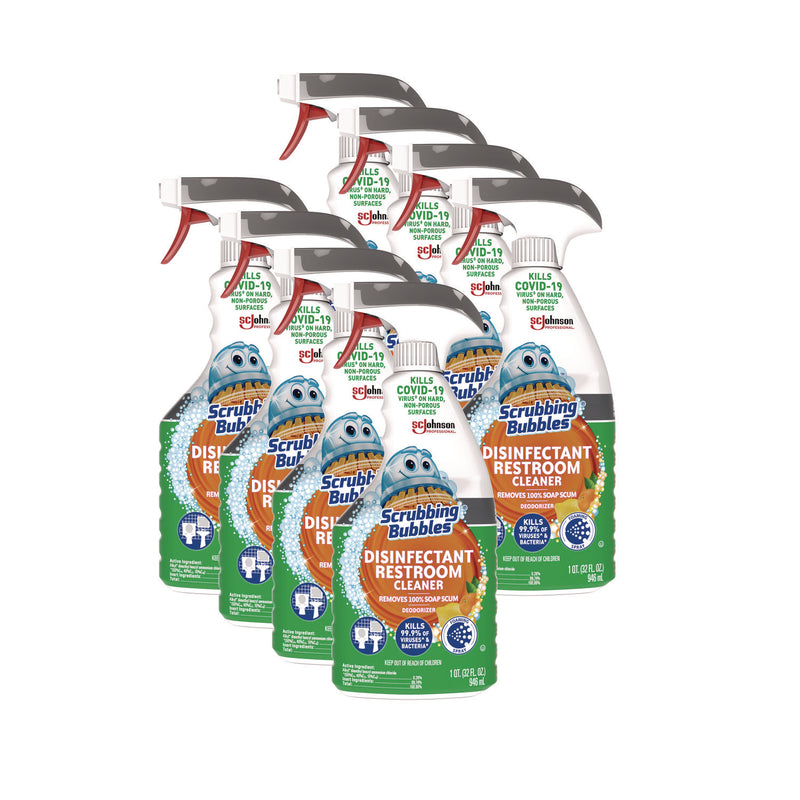 Scrubbing Bubbles Disinfectant Restroom Cleaner, Fresh Scent, 32 oz Spray Bottle, 8/Carton (SJN334879) Case of 8