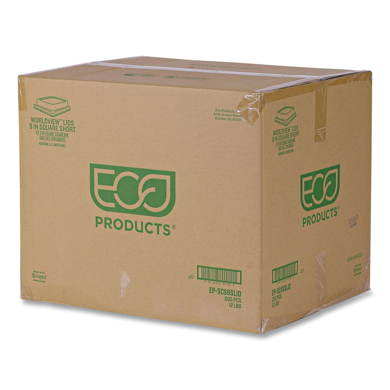 Renewable and Compostable Lids, 8.8 x 8.8 x 1.64, Clear, Plastic, 200/Carton (ECOEPSCS9SLID) Case of 200