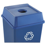 Rubbermaid® Commercial Untouchable Bottle and Can Recycling Top, Round Opening,  20.13w x 20.13d x 6.25h, Blue (RCP2791BLU) Each