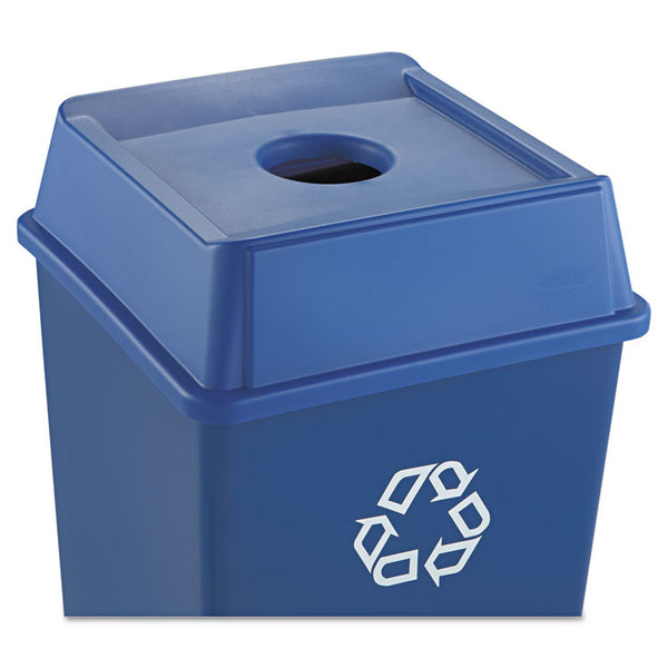 Rubbermaid® Commercial Untouchable Bottle and Can Recycling Top, Round Opening,  20.13w x 20.13d x 6.25h, Blue (RCP2791BLU)