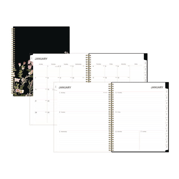 Blue Sky® Nevaeh Weekly/Monthly Planner, Floral Artwork, 11 x 8.5, Black/Multicolor Cover, 12-Month (Jan to Dec): 2026 (BLS143945) Each