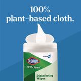 Clorox® EcoClean Disinfecting Wipes, 1-Ply, 8 x 7, Unscented, White, 6/Carton (CLO60605CT)