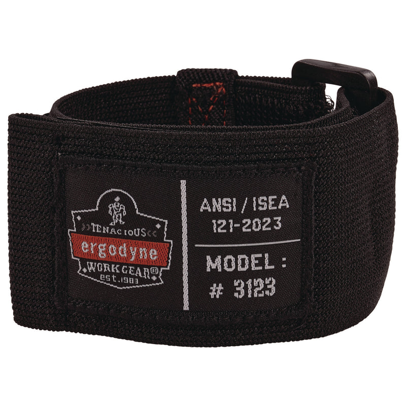 Ergodyne Squids 3123 Tool Wristband with D-Ring Anchor, 5 lb Max Working Capacity, 18" Long, Black (EGO19085) Each