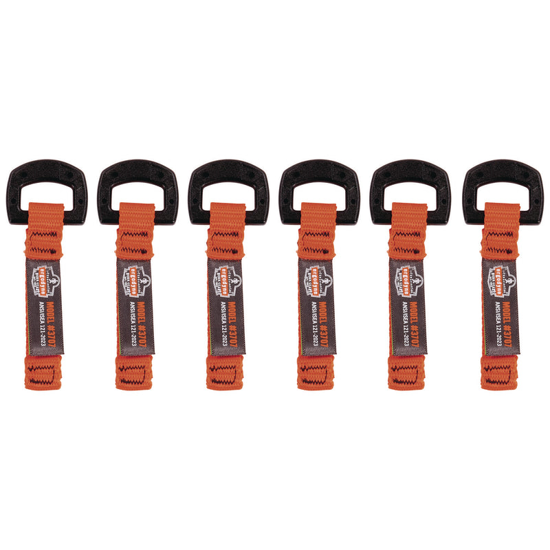 Ergodyne Squids 3707 Web Tool Tether Attachment w/ Non-Conductive D-Ring Tool Tails, 2 lb Max Working Capacity, 3.5", Orange, 6/Pack (EGO19711) Each