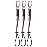 Ergodyne Squids 3714 Elastic Tool Tail Lanyard w/Carabiner and Cinch Loop, 10 lb Max Working Capacity, 15" Long, Black, 3/Pack (EGO19766) Each