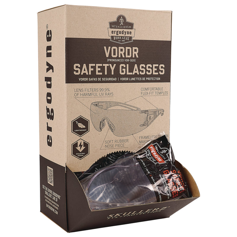 Ergodyne Skullerz VORDR Safety Glasses, Frameless, Clear Polycarbonate Lens, 12/Pack (EGO58101) Each