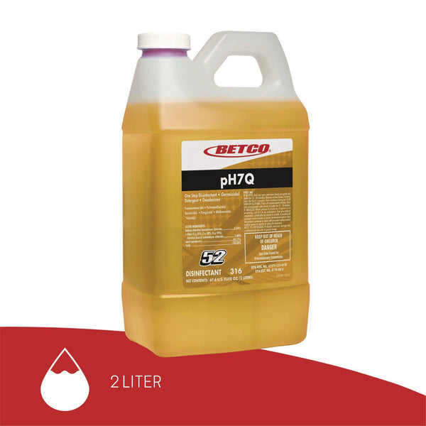 Betco® pH7Q Neutral Disinfectant, Pleasant Lemon Scent, 2 L Bottle, 4/Carton (BET3164700) Case of 4