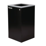 Alpine Industries 29 Gallon Trash/Recycling Cans, Steel, Blue Recycling Can with Square Lid, Black Trash Can with Square Lid (ALH4450BLKKIT1) Each