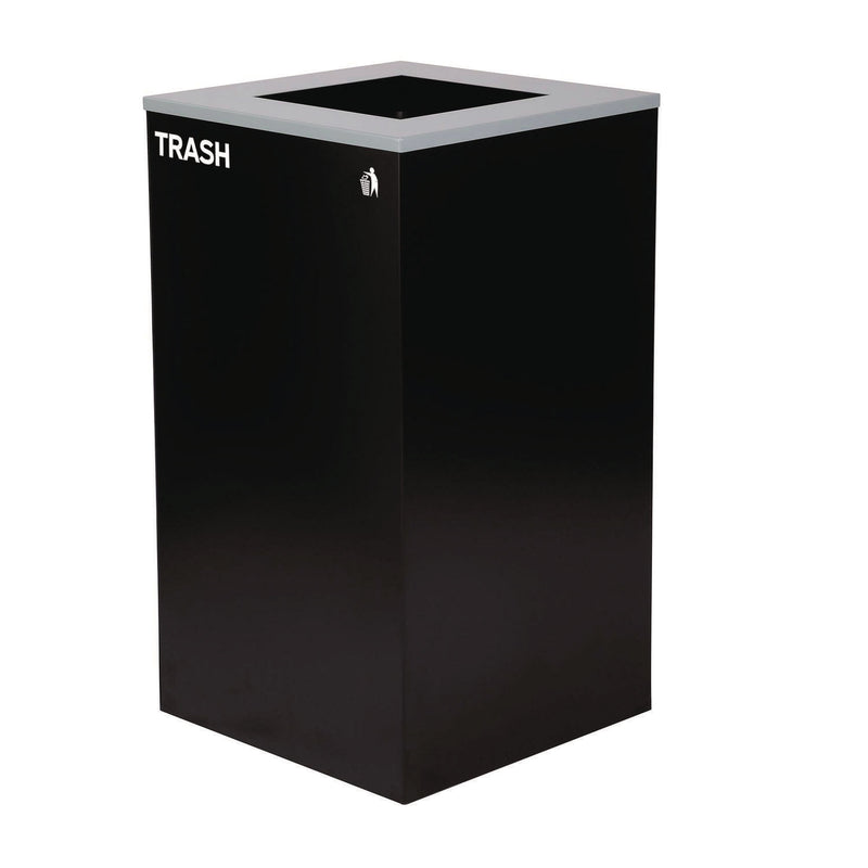 Alpine Industries 29 Gallon Trash/Recycling Cans, Steel, Blue Recycling Can with Square Lid, Black Trash Can with Square Lid (ALH4450BLKKIT1) Each