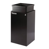 Alpine Industries 29 Gallon Trash/Recycling Cans, Steel, Blue Recycling Can with Square Lid, Black Trash Can with Square Lid (ALH4450BLKKIT1) Each