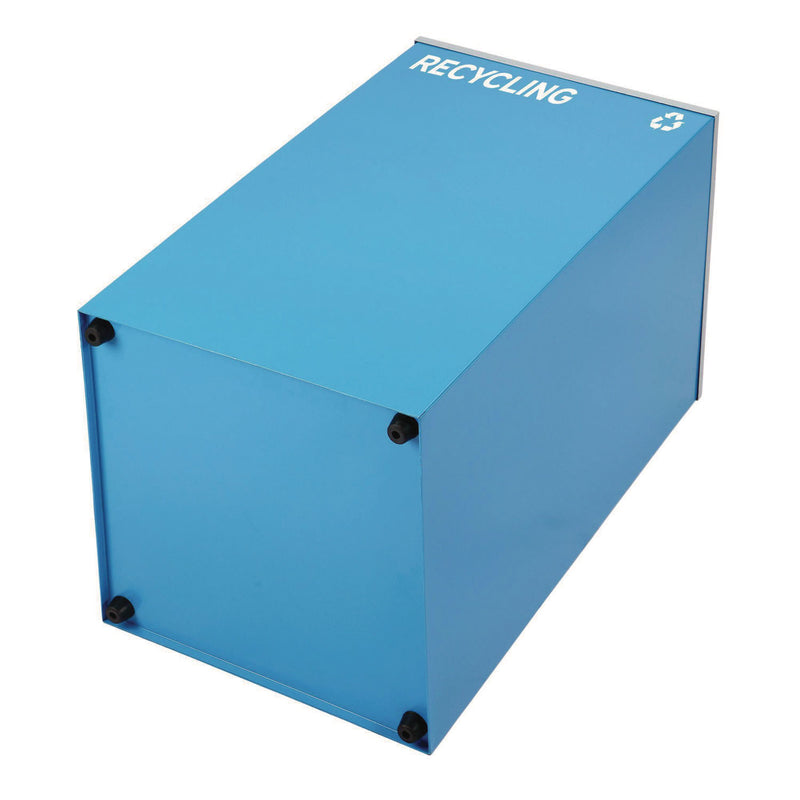 Alpine Industries 29 Gallon Trash/Recycling Cans, Steel, Blue Recycling Can with Square Lid, Black Trash Can with Square Lid (ALH4450BLKKIT1) Each