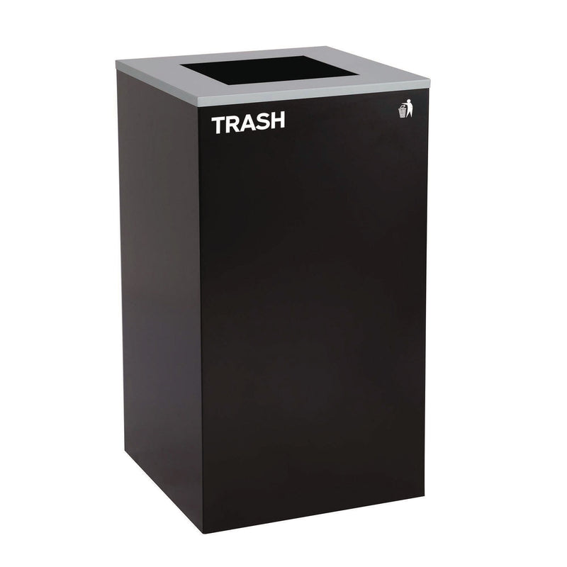 Alpine Industries 29 Gallon Trash/Recycling Cans, Steel, Blue Mixed Recycling Can with Square Lid, Black Trash Can with Square Lid (ALH4450BLKKIT2) Each