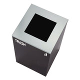 Alpine Industries 29 Gallon Trash/Recycling Cans, Steel, Blue Mixed Recycling Can with Square Lid, Black Trash Can with Square Lid (ALH4450BLKKIT2) Each