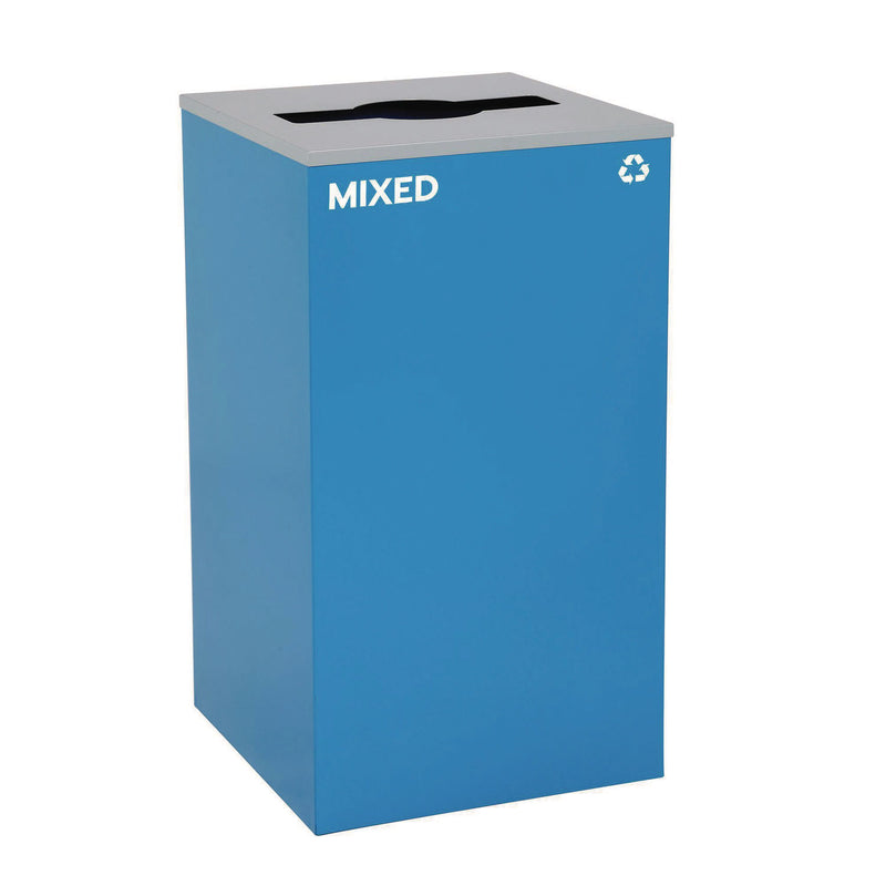 Alpine Industries 29 Gallon Trash/Recycling Cans, Steel, Blue Mixed Recycling with Mixed Lid, Black Trash Can with Square Lid (ALH4450BLKKIT3) Each