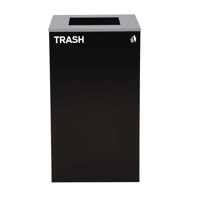 Alpine Industries 29 Gallon Trash/Recycling Cans, Steel, Blue Mixed Recycling with Mixed Lid, Black Trash Can with Square Lid (ALH4450BLKKIT3) Each