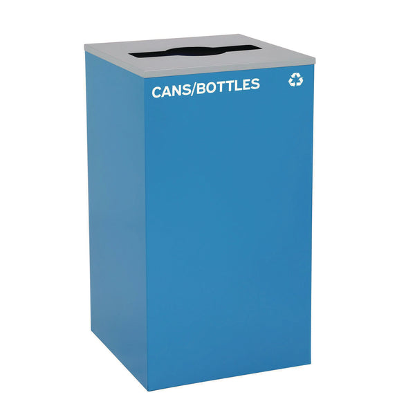 Alpine Industries 29 Gallon Trash/Recycling Cans, Steel, Blue Cans/Bottles Recycling with Mixed Lid, Black Trash Can with Square Lid (ALH4450BLKKIT5) Each