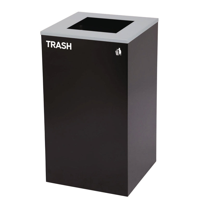 Alpine Industries 29 Gallon Trash/Recycling Cans, Steel, Blue Recycling with Circle Lid, Black Trash Can with Square Lid (ALH4450BLKKIT6) Each
