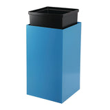 Alpine Industries 29 Gallon Trash/Recycling Cans, Steel, Blue Recycling with Circle Lid, Black Trash Can with Square Lid (ALH4450BLKKIT6) Each