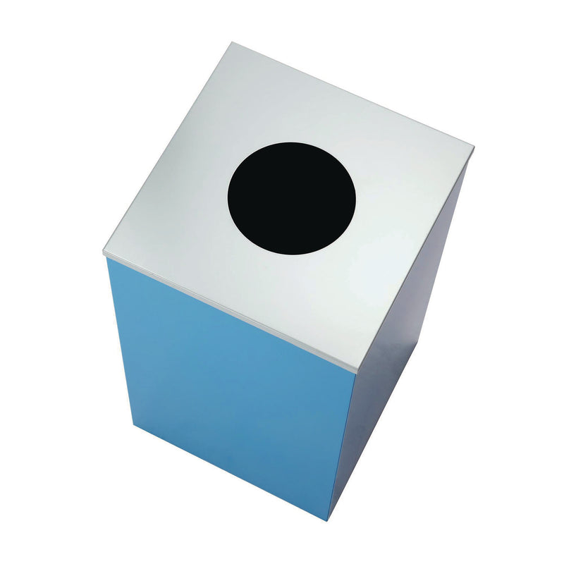 Alpine Industries 29 Gallon Trash/Recycling Cans, Steel, Blue Recycling with Circle Lid, Black Trash Can with Square Lid (ALH4450BLKKIT6) Each