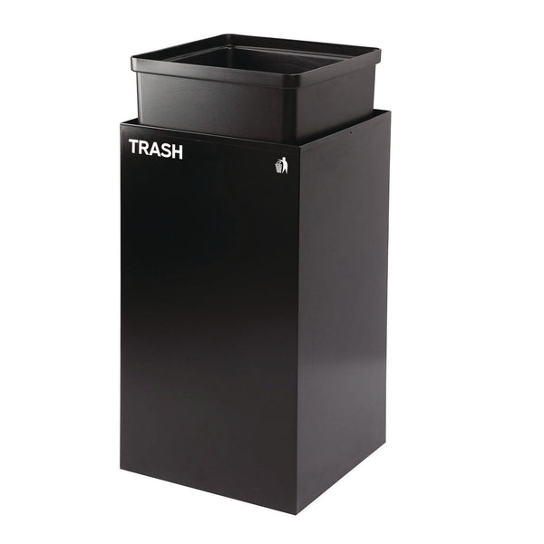 Alpine Industries 29 Gallon Trash/Recycling Cans, Steel, Green Recycling Can with Square Lid, Black Trash Can with Square Lid (ALH4450BLKKIT8) Each