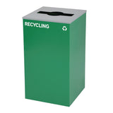 Alpine Industries 29 Gallon Trash/Recycling Cans, Steel, Green Recycling Can with Mixed Lid, Black Trash Can with Square Lid (ALH4450BLKKIT12) Each