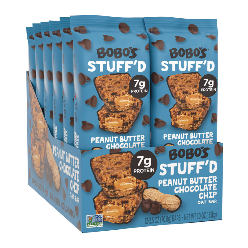 Stuff'D Peanut Butter and Chocolate Chip Oat Bar, 2.5 oz Bar, 12/Box (BBO00104) Box of 12