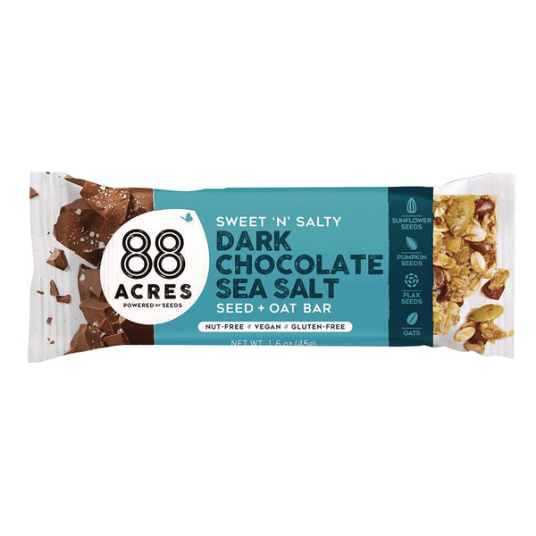 88 ACRES Sweet 'N Salty Gluten-Free Dark Chocolate Sea Salt Seed and Oat Bar, 1.6 oz Bar, 9/Box (AABACY00504) Box of 9