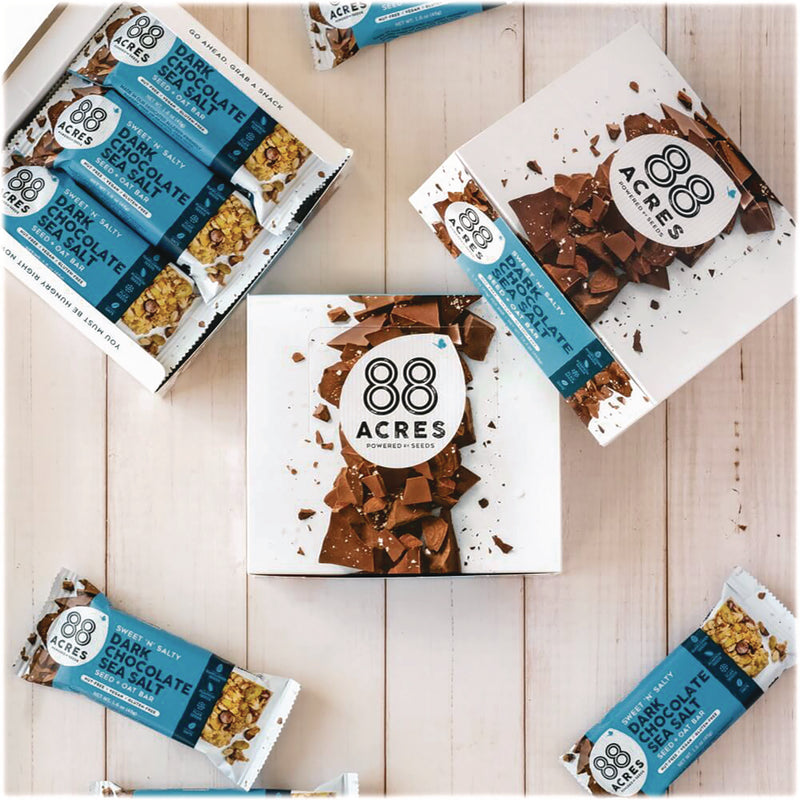 88 ACRES Sweet 'N Salty Gluten-Free Dark Chocolate Sea Salt Seed and Oat Bar, 1.6 oz Bar, 9/Box (AABACY00504) Box of 9