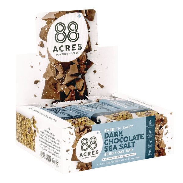 88 ACRES Sweet 'N Salty Gluten-Free Dark Chocolate Sea Salt Seed and Oat Bar, 1.6 oz Bar, 9/Box (AABACY00504) Box of 9