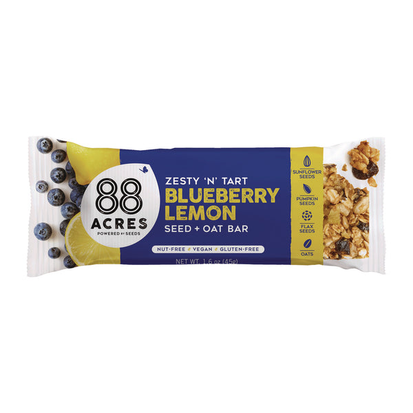 88 ACRES Warm 'N Chewey Gluten-Free Blueberry/Lemon Seed and Oat Bar, 1.6 oz Bar, 9/Box (AABACY00592) Box of 9