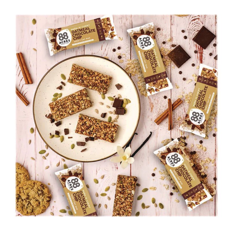 88 ACRES Warm 'N Chewy Gluten-Free Oatmeal/Chocolate Chip Seed and Oat Bar, 1.6 oz Bar, 9/Box (AABACY11049) Box of 9