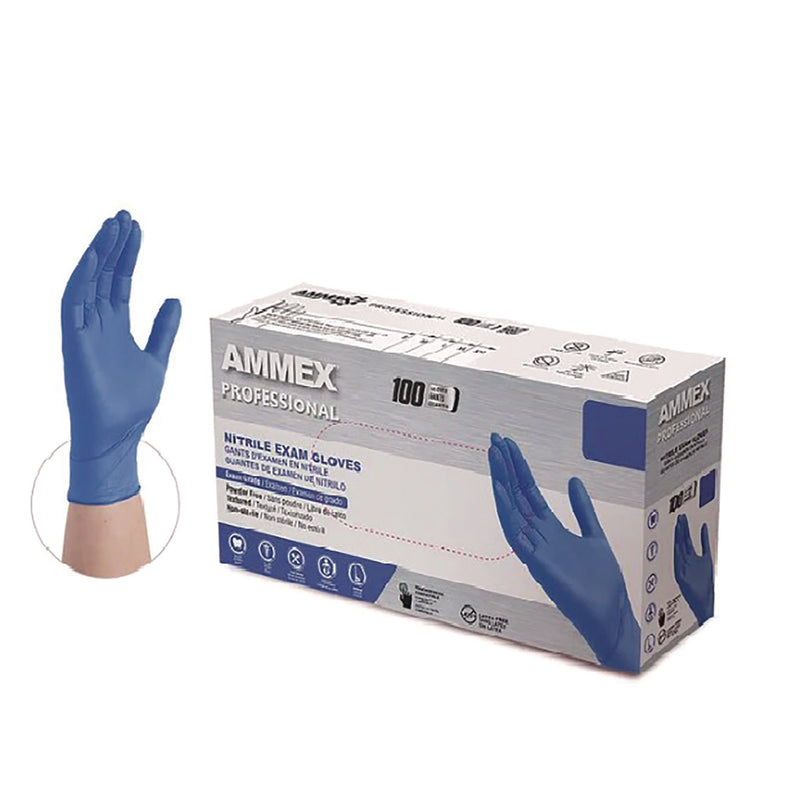AMMEX® Professional Nitrile Exam Gloves, Powder-Free, Medium, Blue, 100/Box (AXCACNPF44100BX) Box of 100