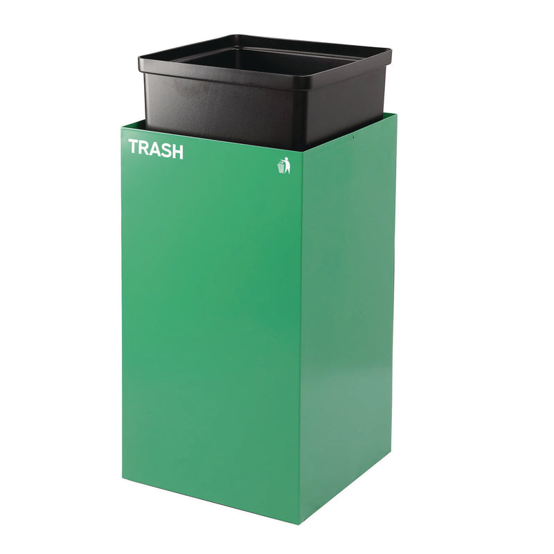 Alpine Industries 29 Gallon Trash/Recycling Cans, Steel, Blue Recycling Can, Green Recycling Can, Black Trash Can with Square Lids (ALH4450BLKKIT17) Each