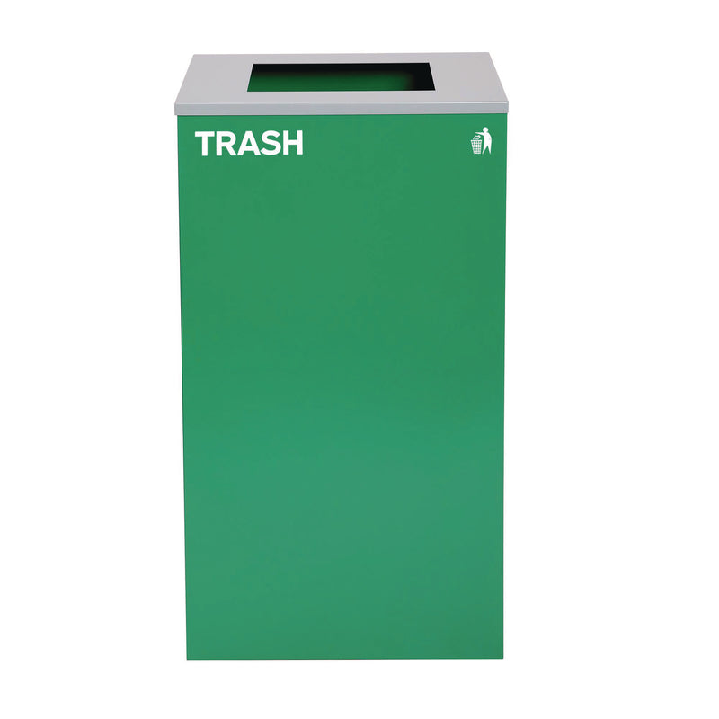 Alpine Industries 29 Gallon Trash/Recycling Cans, Steel, Blue Recycling Can, Green Recycling Can, Black Trash Can with Square Lids (ALH4450BLKKIT17) Each