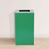 Alpine Industries 29 Gallon Trash/Recycling Cans, Steel, Green Can with Square Lid (ALH4450KITGRNS) Each