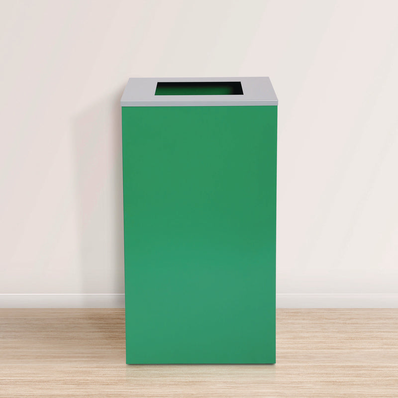 Alpine Industries 29 Gallon Trash/Recycling Cans, Steel, Green Can with Square Lid (ALH4450KITGRNS) Each