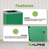 Alpine Industries 29 Gallon Trash/Recycling Cans, Steel, Green Can with Square Lid (ALH4450KITGRNS) Each